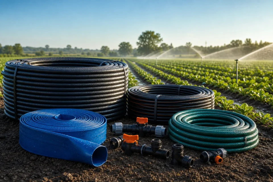 Agriculture and water-flow pipe products in an irrigation field