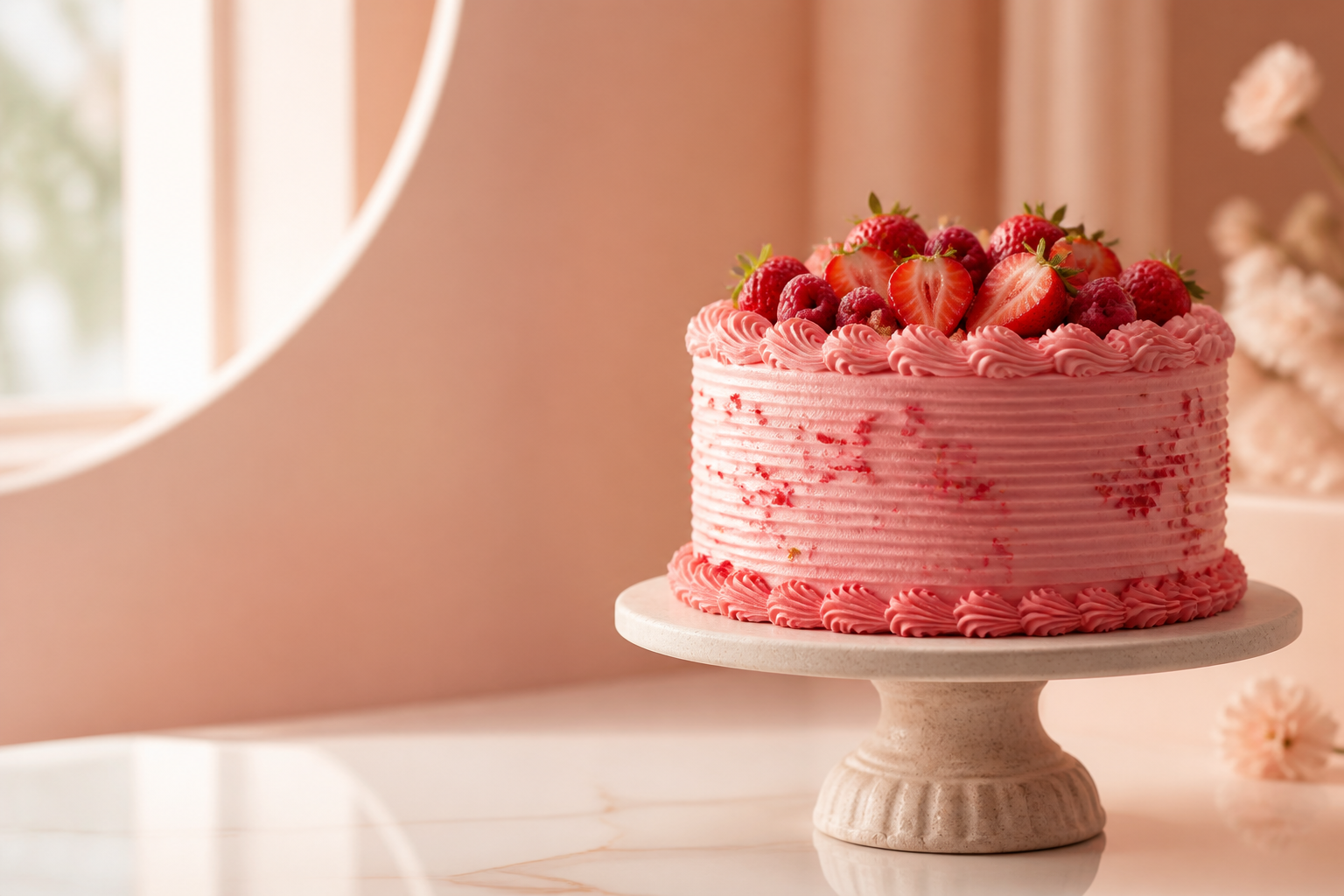 Pink birthday celebration cake